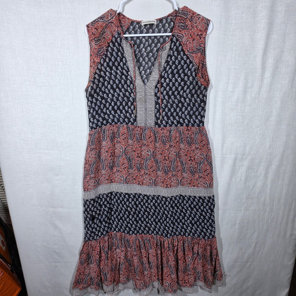 Ulla Johnson Dress Womens 4 Silk Paisley Boho Ethereal Cottagecore Handmade